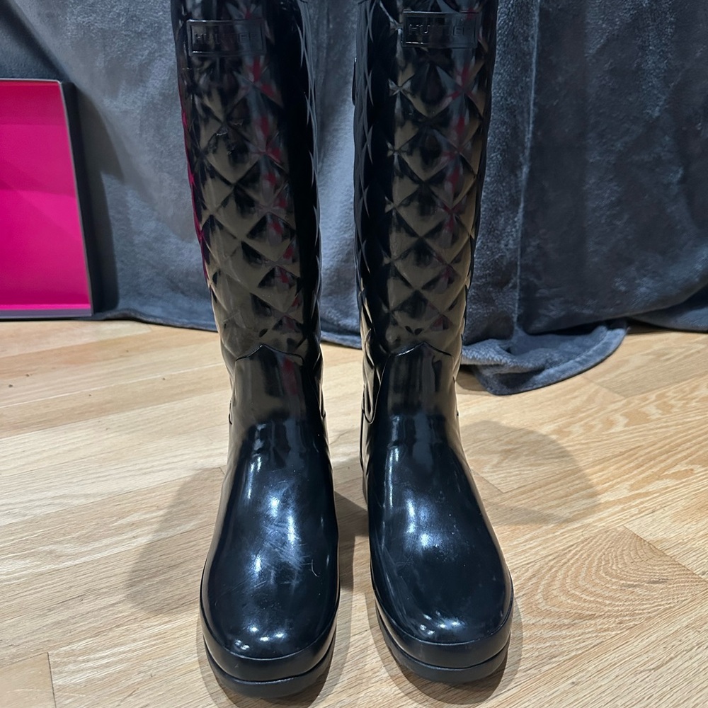 Hunter Black Quilted Women's Boots